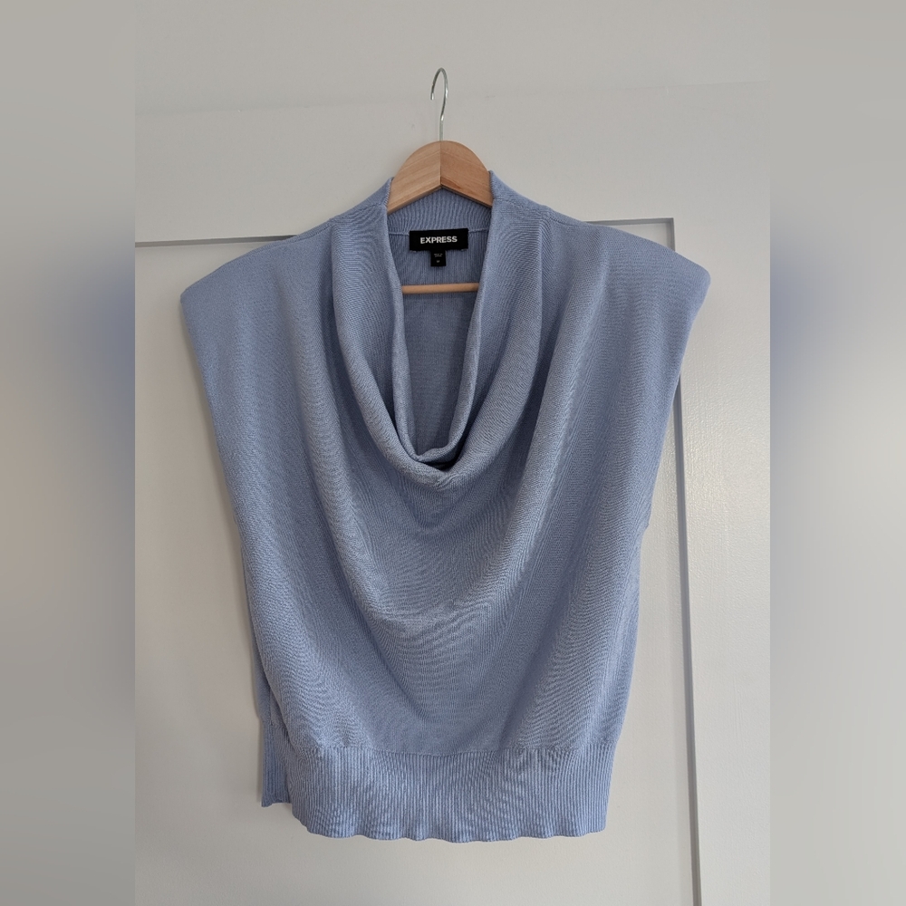 Express Women's Light Blue Cowl Neck Sweater
